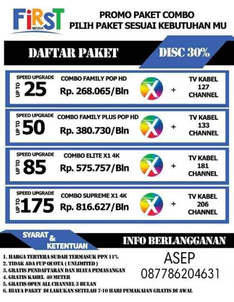 FIRST MEDIA WiFi & tv cable - adasale