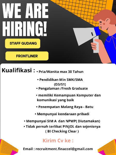Lowongan staff gudang dan driver. - adasale