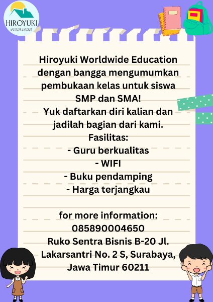 BIMBEL SMP DAN SMA HIROYUKI WORLDWIDE EDUCATION - adasale
