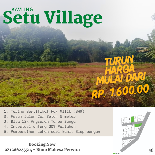 Tanah Kavling SHM Strategis Daerah Setu - adasale