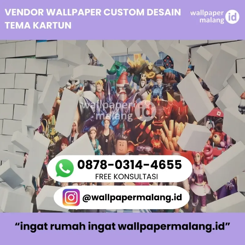 VENDOR WALLPAPER CUSTOM DESAIN TEMA KARTUN - adasale