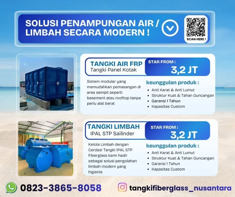 Tangki Air Fiberglass Tahan Cuaca - Sidoarjo - adasale