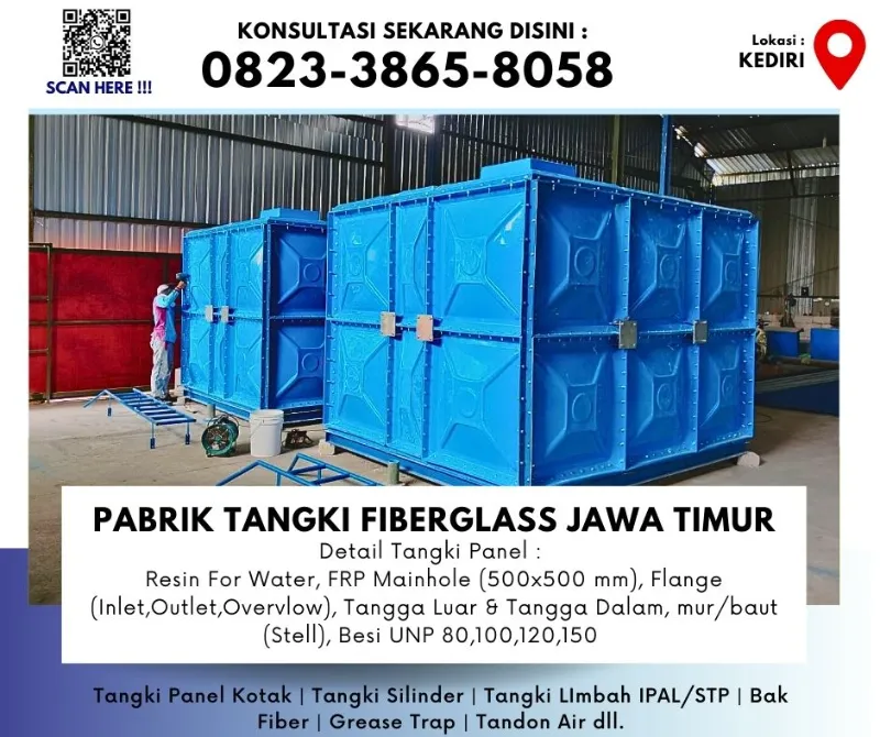 Tangki Fiberglass FRP Kotak di Kediri - adasale