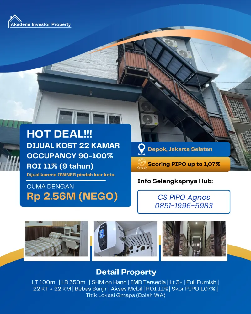 DIJUAL CEPAT Kost 22 Kamar Full Furnish Murah - adasale