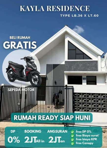 PERUMAHAN KAYLA RESIDENCE, BELI RUMAH BONUS MOTOR - adasale