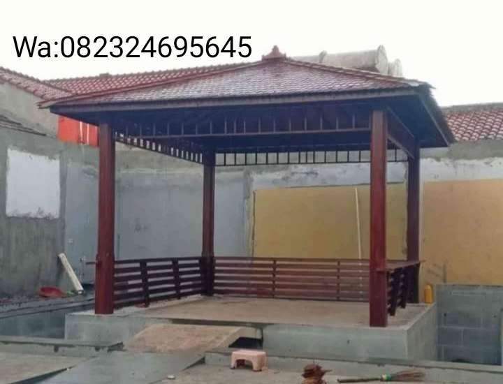 Gazebo kayu hiasan halaman rumah - adasale