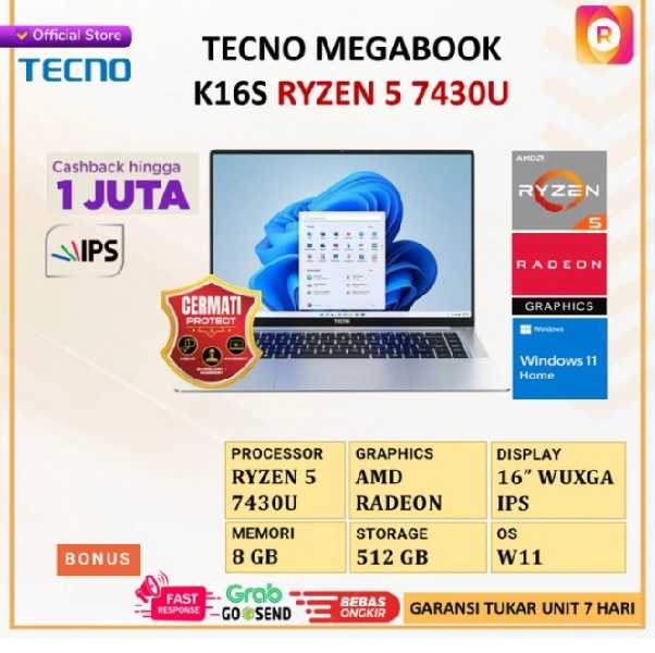Laptop Gaming Tecno Megabook K16S  - adasale