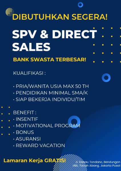 SPV & Marketing Produk Bank Swasta Terbesar - adasale