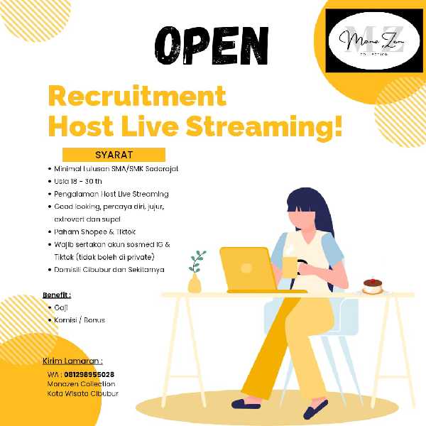 Dicari Host Live Streaming  - adasale