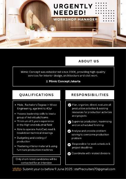 WORKSHOP MANAGER - adasale