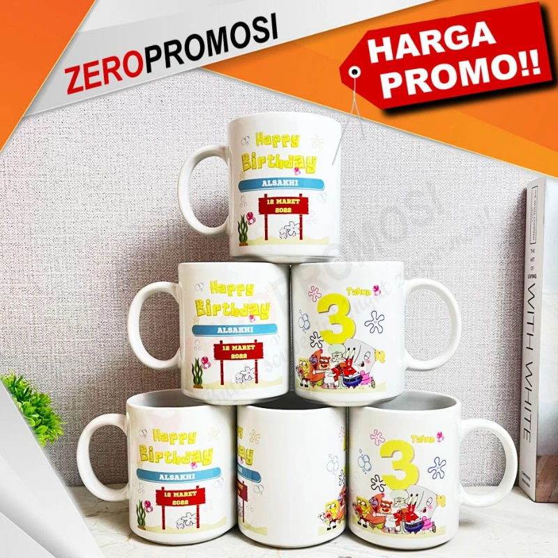 Souvenir Ulang Tahun Anak Mug Custom Nama dan Foto - adasale