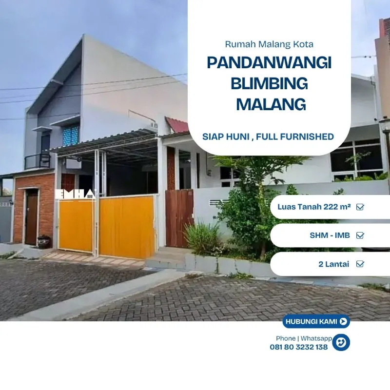 Rumah 2 Lantai Siap Huni Pandanwangi Sulfat Malang - adasale