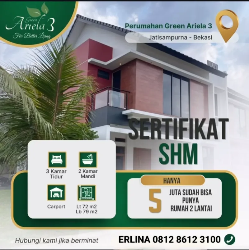 GREEN ARIELA 3 cukup 5jt All-in free Biaya², SHM - adasale