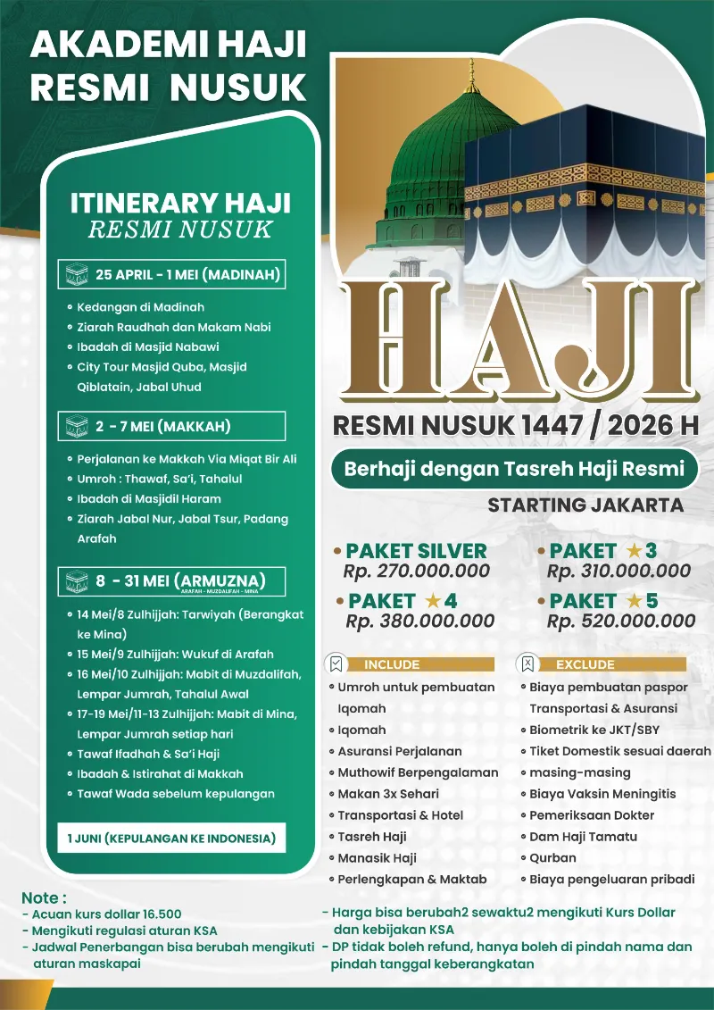 Haji Resmi Nusuk 1447 Hijriah / 2026 - adasale