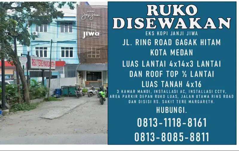 RUKO DISEWAKAN DI JALAN RING ROAD MEDAN - adasale