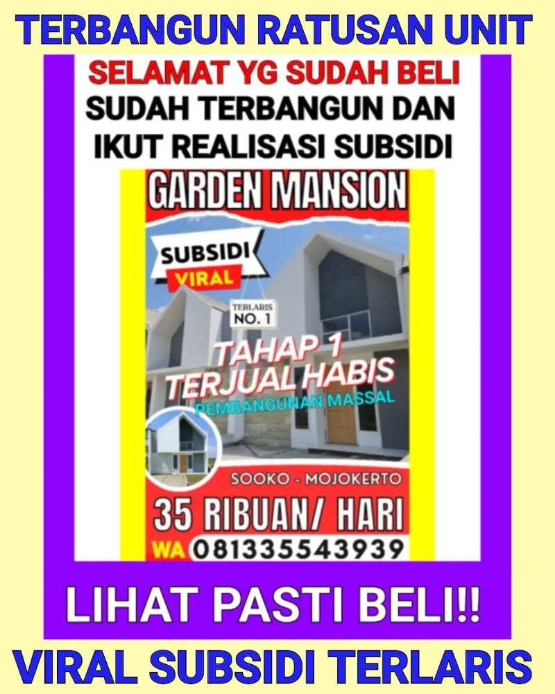Rumah Subsidi Terlaris di Mojokerto - adasale