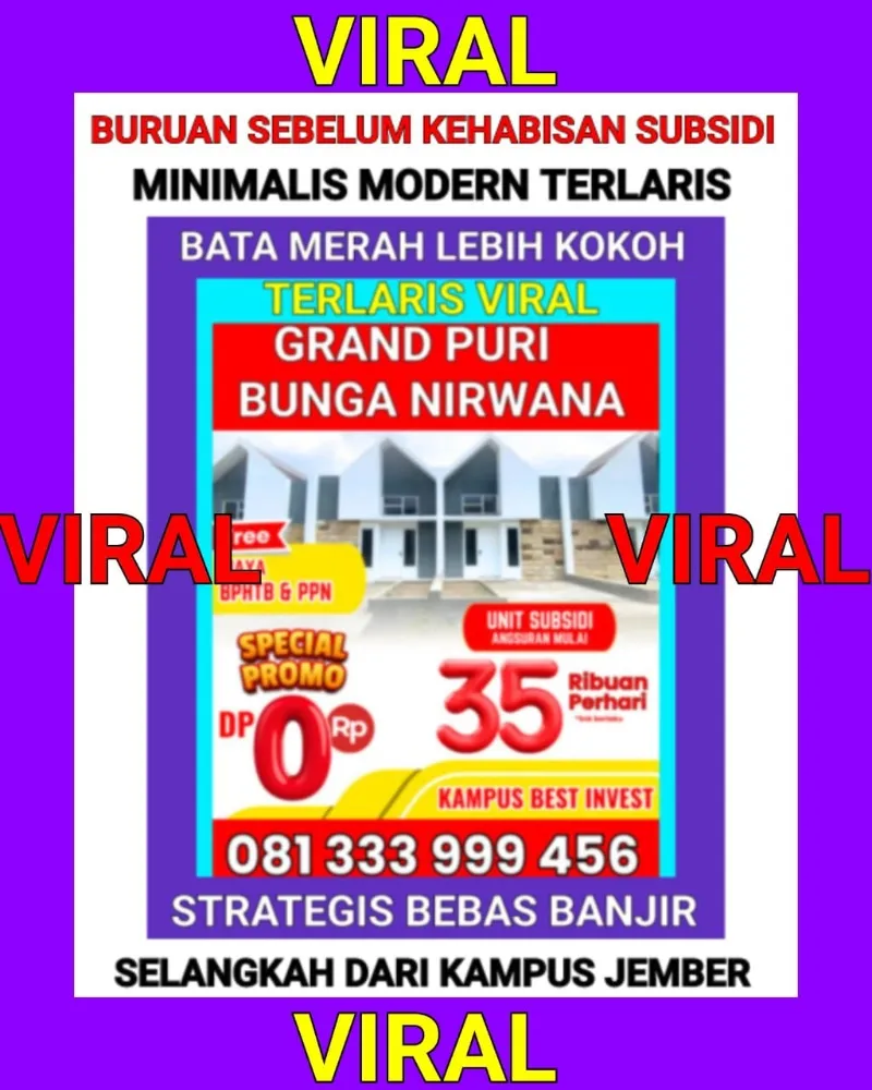 Rumah Subsidi Terlaris di Jember Dekat UNEJ - adasale