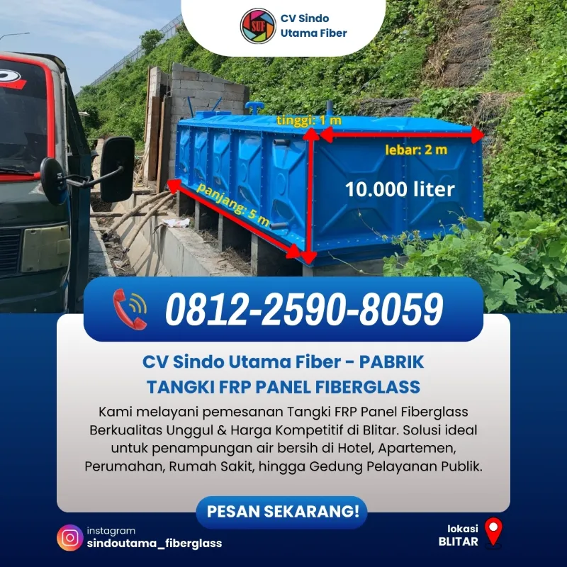 Tangki FRP Rooftank Fiberglass di Blitar - adasale