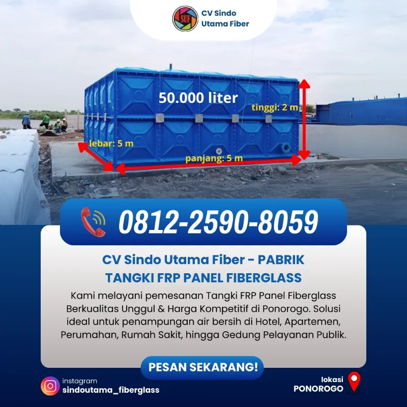 Tangki Air Fiberglass Bergaransi di Ponorogo - adasale