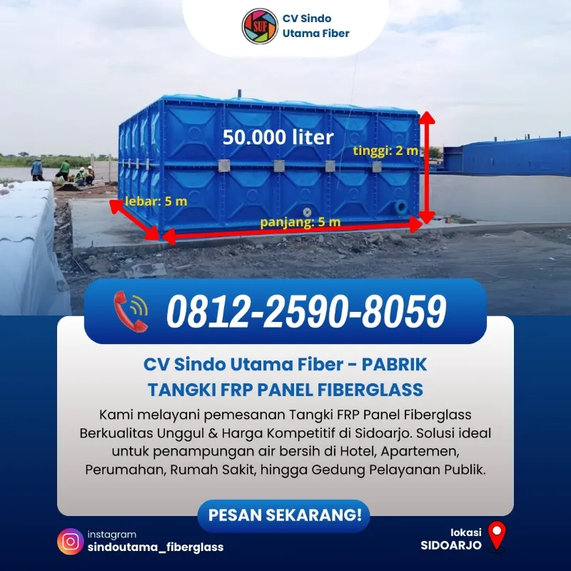 Tangki Panel FRP Anti Bocor di Sidoarjo - adasale
